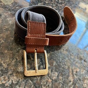 Vintage 90s Garcia Leather and Navy Canvas Belt